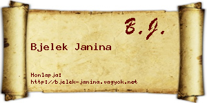 Bjelek Janina névjegykártya
